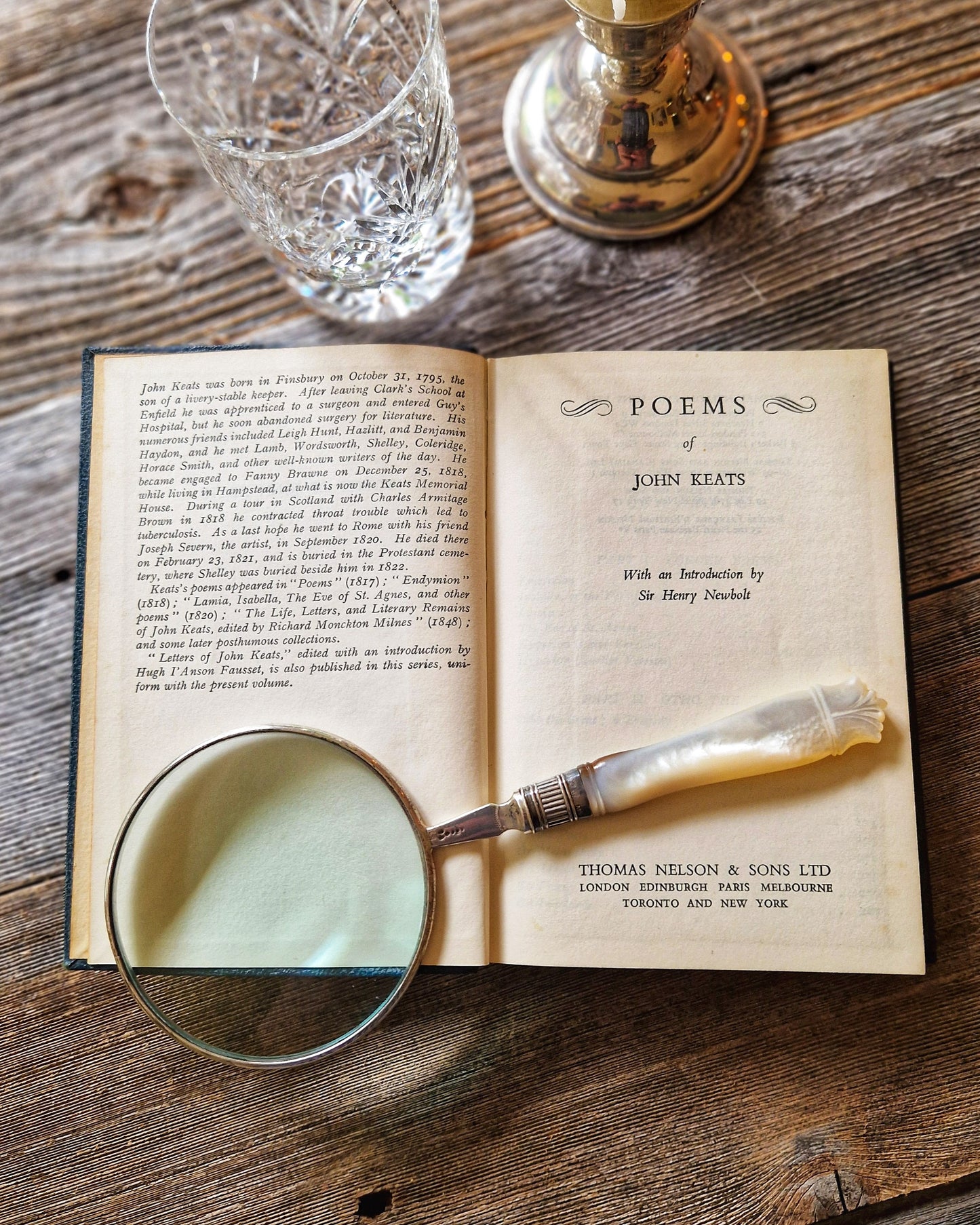 Pocket Edition of John Keats Poems | Mid-Century Nelson Classic in Green Leatherette with Gilt Spine
