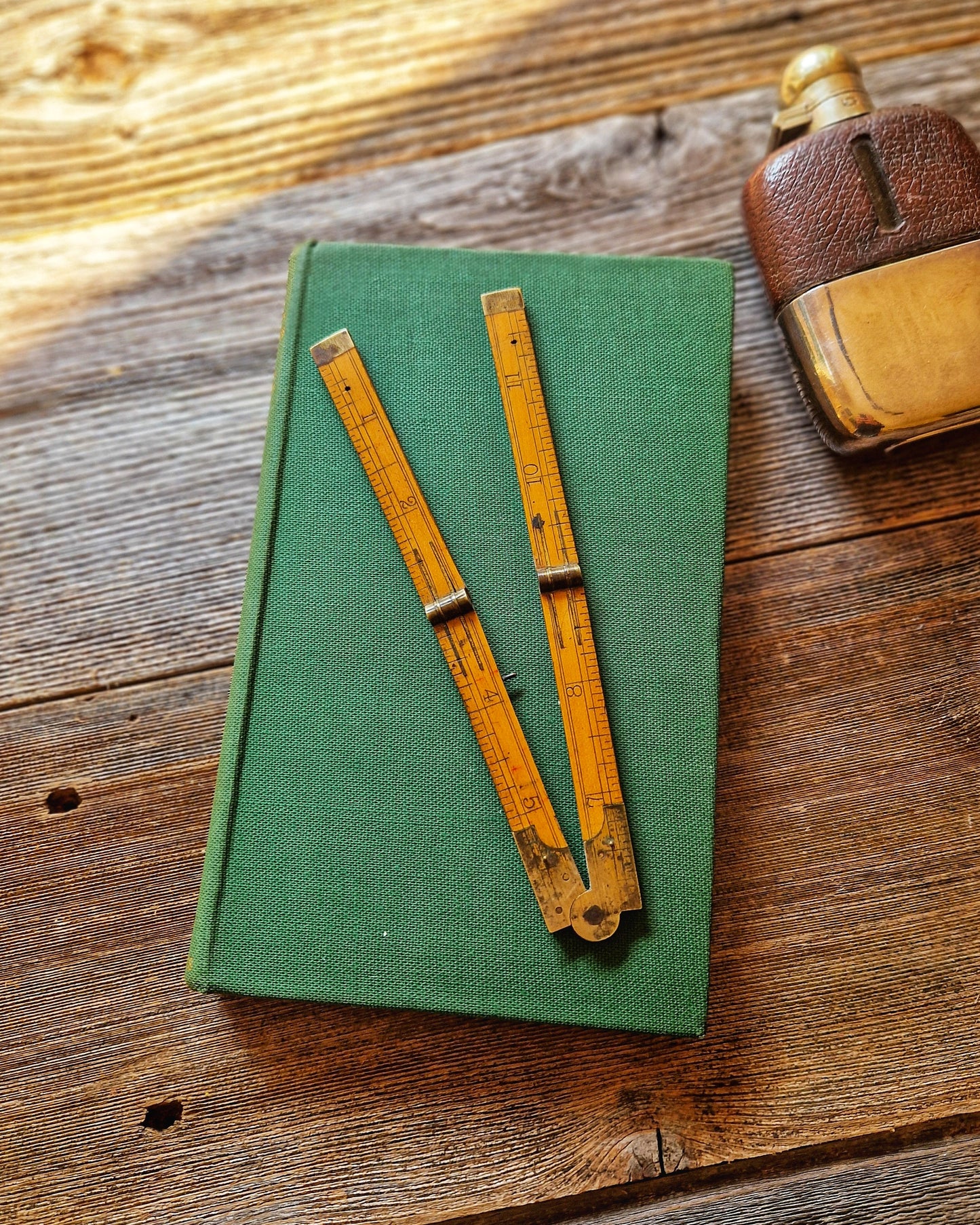 12-Inch Folding Boxwood Ruler by T. Rabone & Sons | Early 1900s Narrow Format English Rule with Brass Hinges
