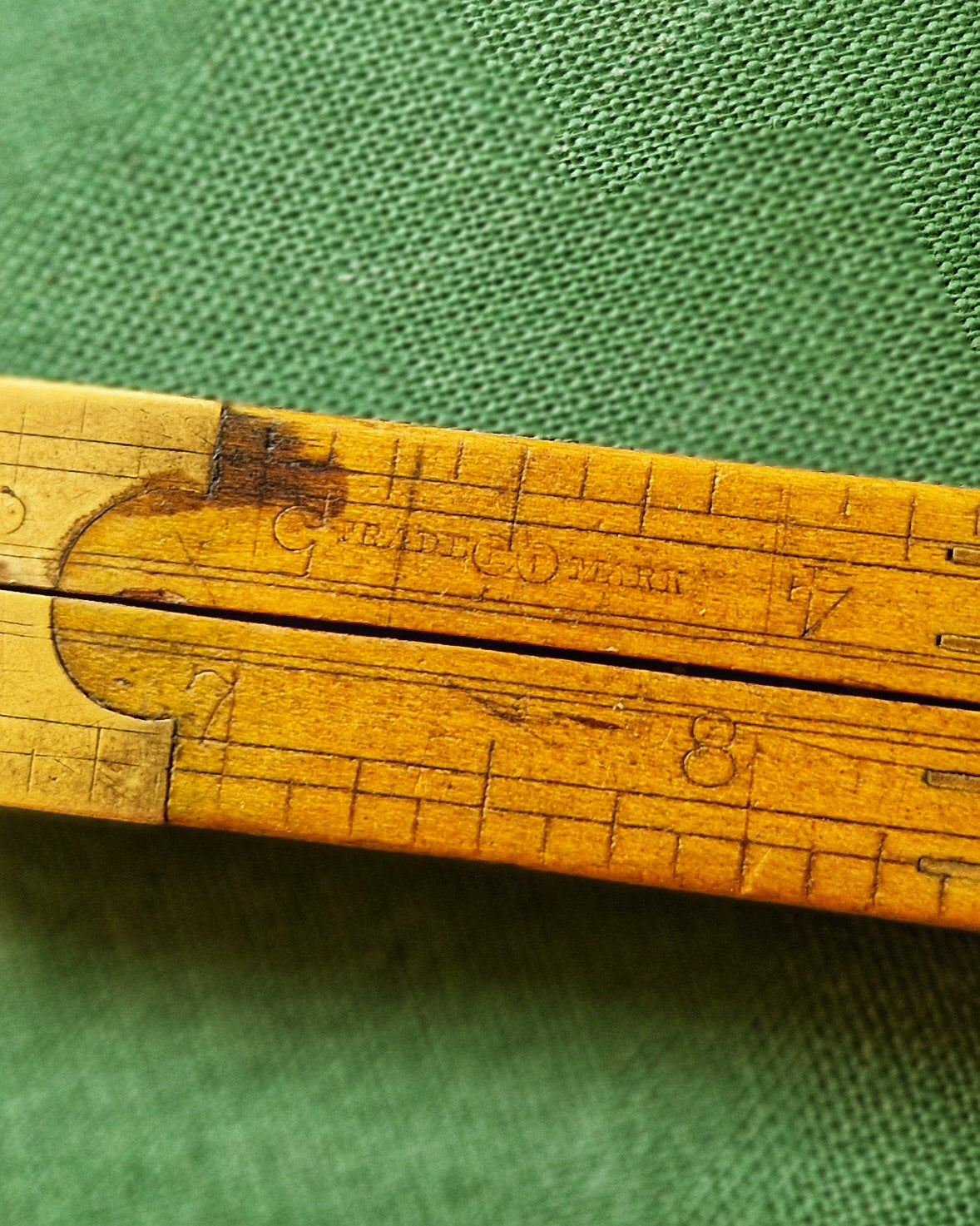 12-Inch Folding Boxwood Ruler by T. Rabone & Sons | Early 1900s Narrow Format English Rule with Brass Hinges
