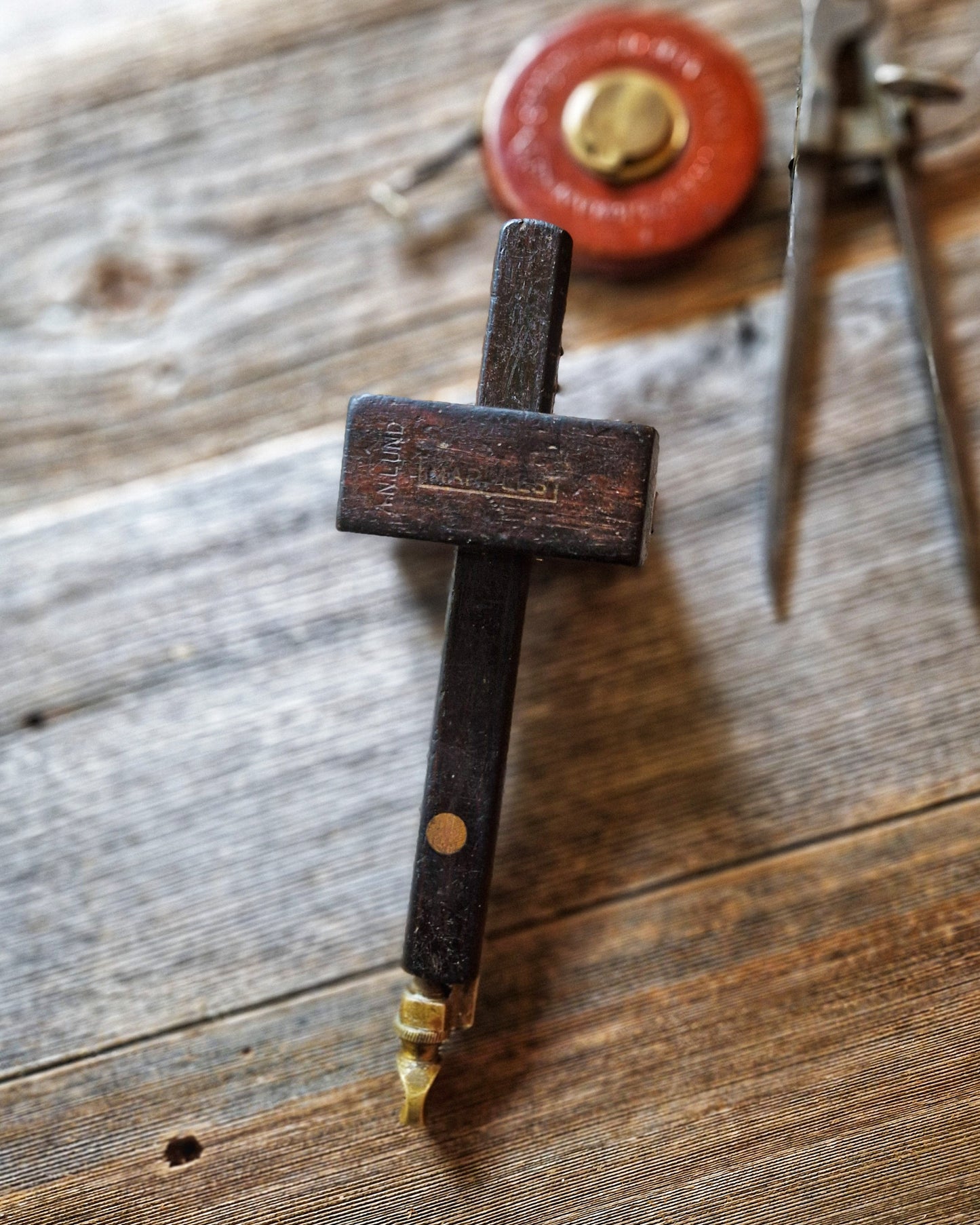 Antique Marples Mortise Gauge in Rosewood & Brass | Late Victorian English Woodworking Tool