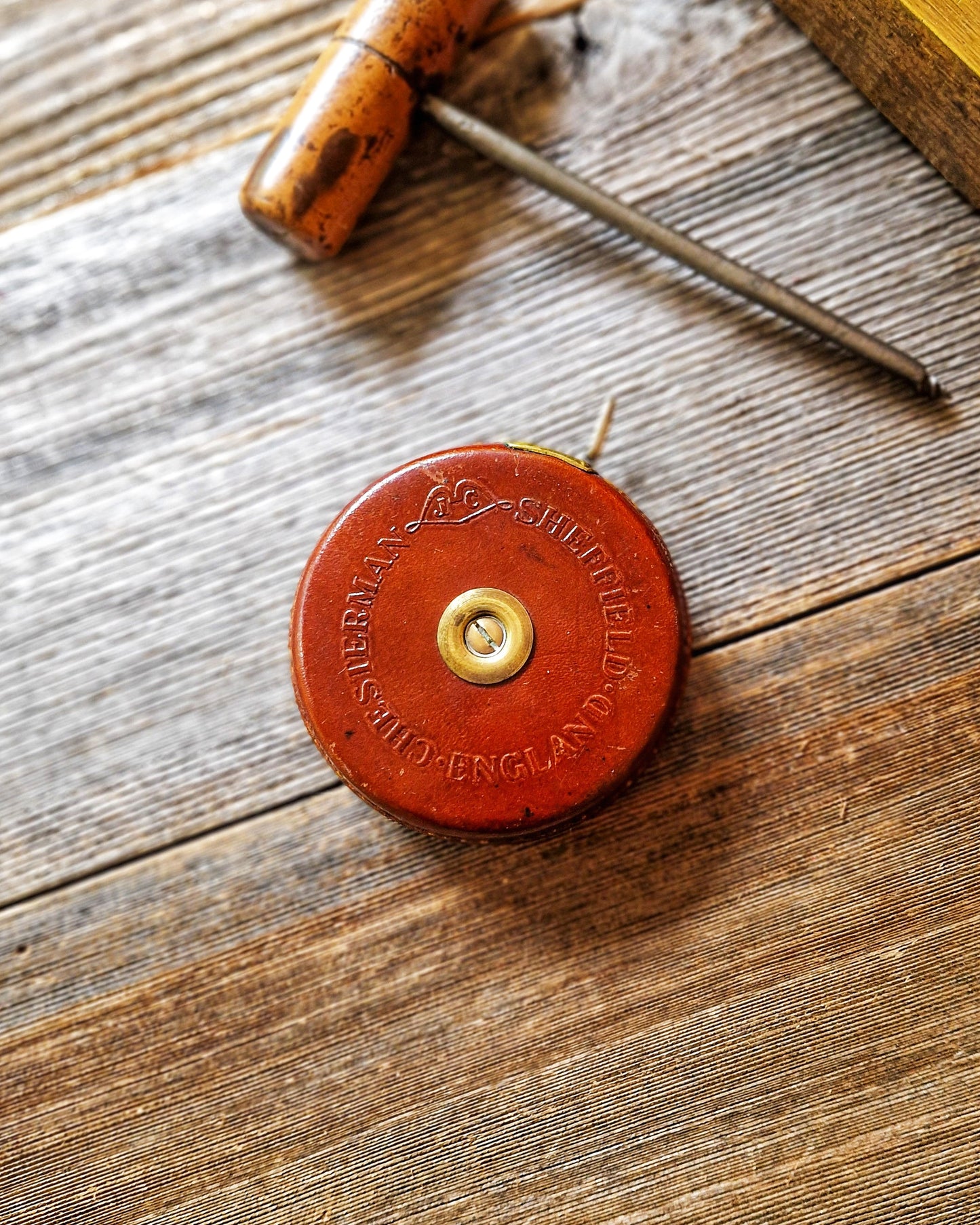 Chesterman 50-Foot Steel Tape Measure in Leather Case (1930s–40s) | Pristine Vintage Measuring Tool