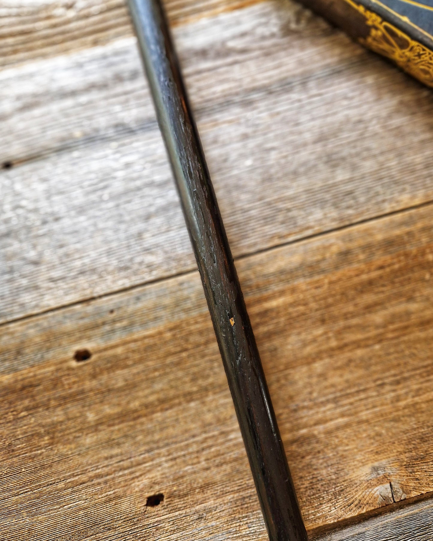 Antique Walking Cane with Sterling Silver Pommel Top and Ebonized Hardwood Shaft | London 1927–28