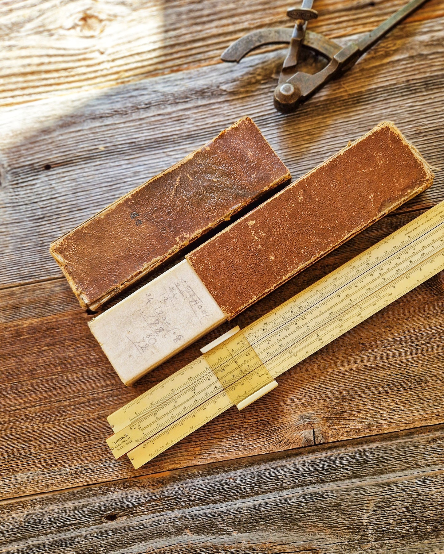 1950s Electrical Slide Rule in Original Box by Unique Slide Rule Company | British-Made Vintage Engineering Tool