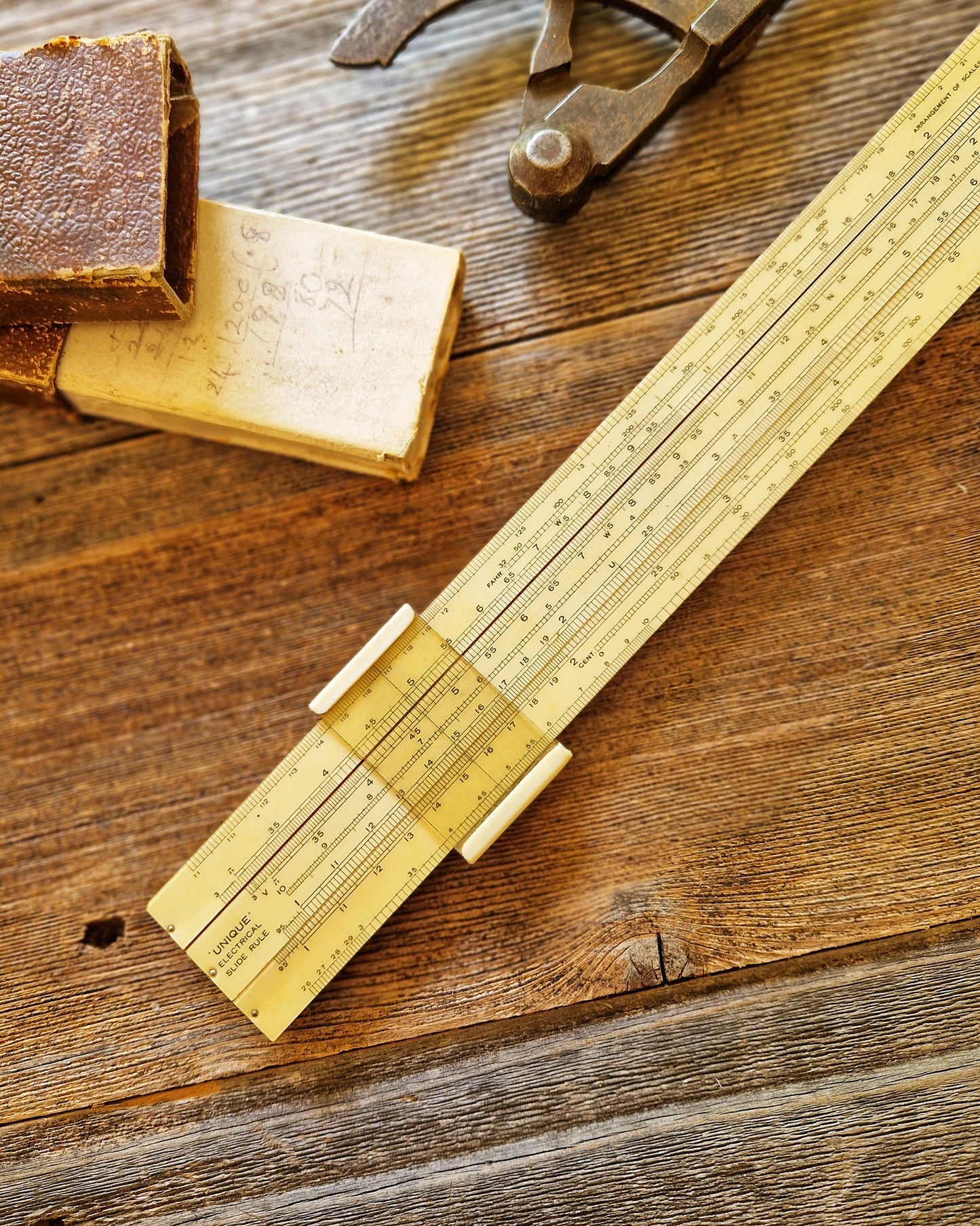 1950s Electrical Slide Rule in Original Box by Unique Slide Rule Company | British-Made Vintage Engineering Tool
