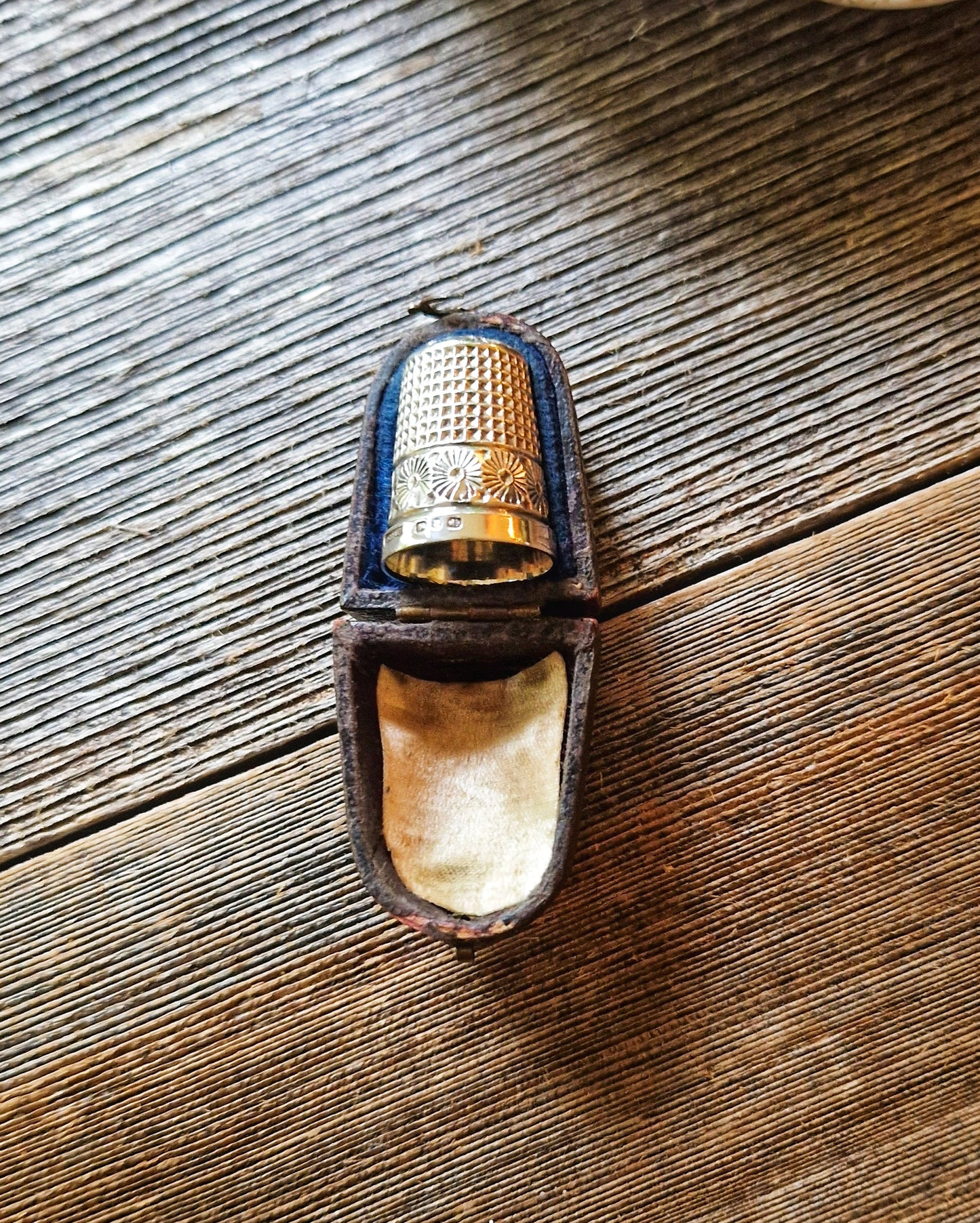 1898 Sterling Silver Thimble in Leather Case by Henry Griffith & Sons | Victorian Sewing Collectible
