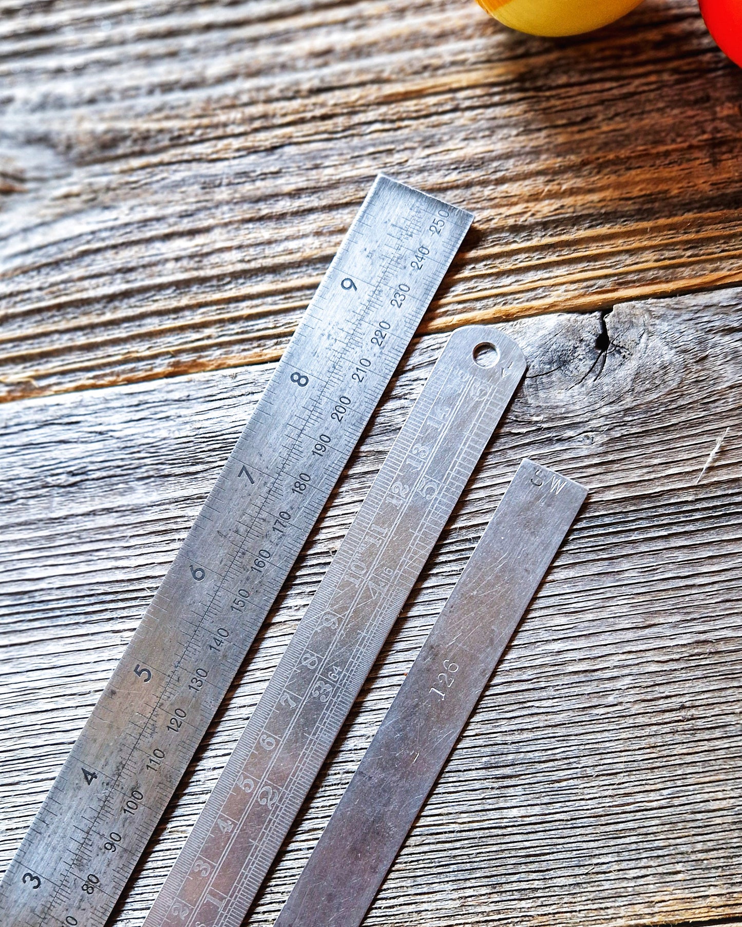 Set of 3 Mid-Century Steel Rules incl. 1945 ABC Military Issue | Vintage British & American Measuring Tools