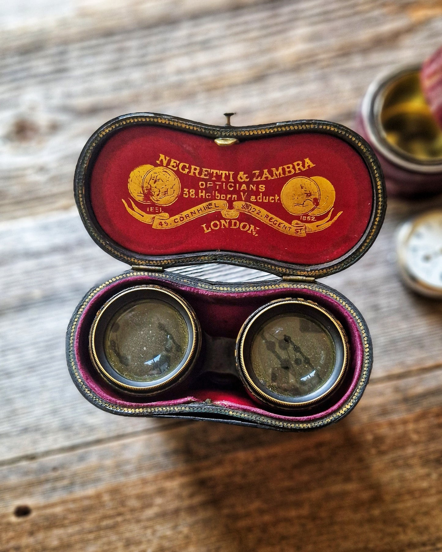 Antique Opera Glasses by Negretti & Zambra c. 1895-1910 with Original Leather Case
