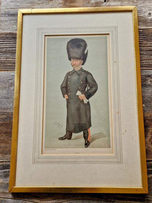 Authentic 1898 Vanity Fair Spy Print – “Glick” | Antique Framed Color Lithograph