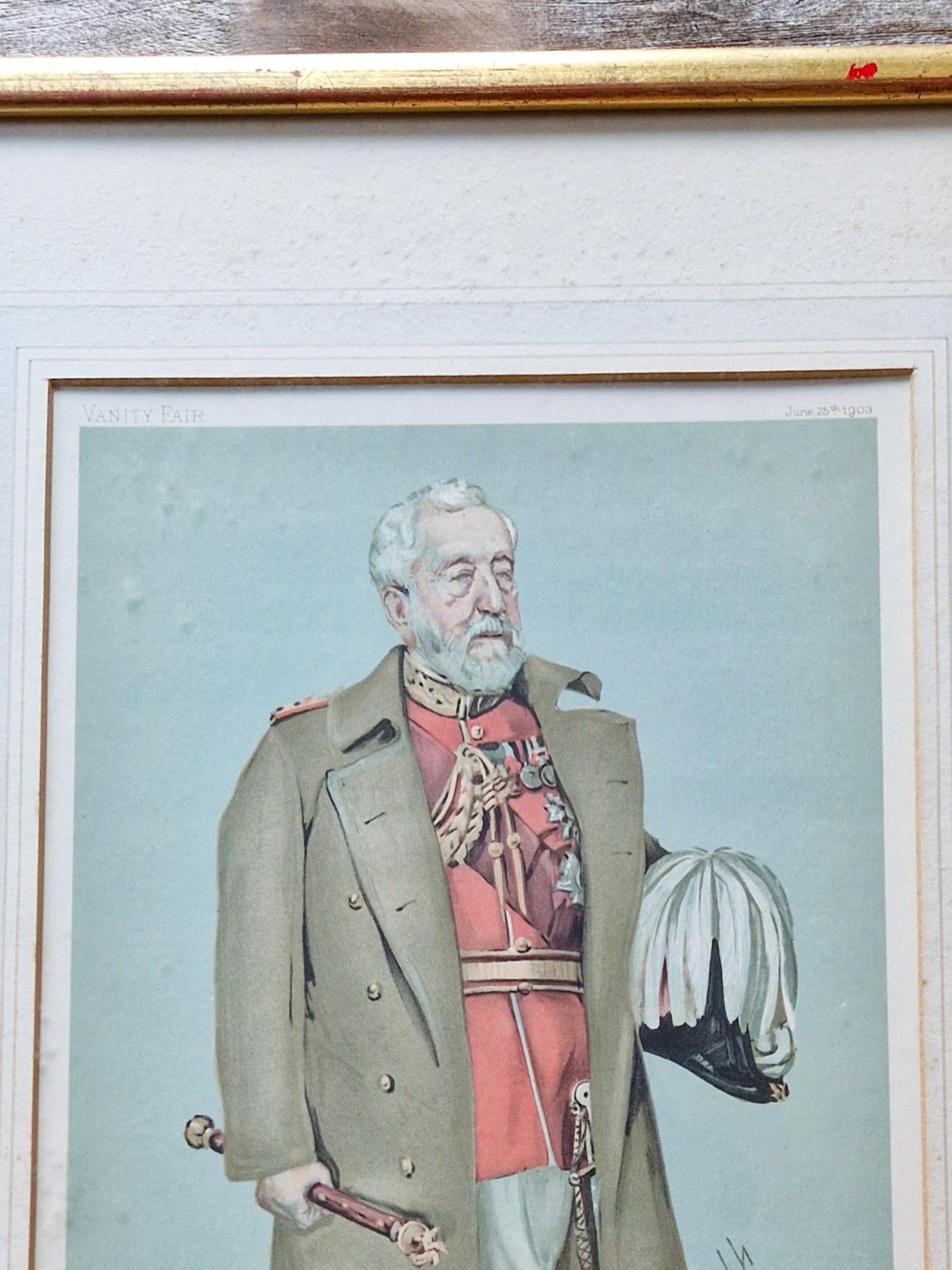 Authentic 1903 Vanity Fair Spy Print – “Chelsea Hospital” | Antique Framed Color Lithograph