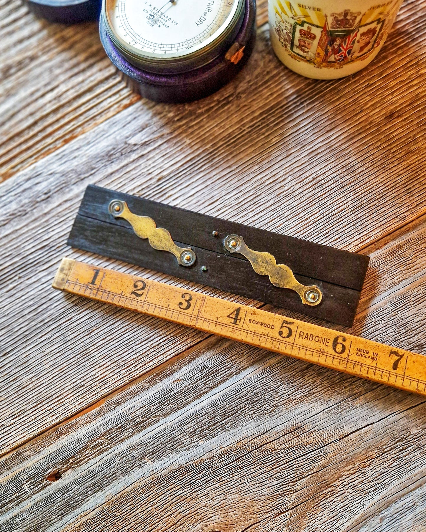 Antique 6-Inch Parallel Rule in Ebony & Brass c. 1880–1900 | English Drafting Instrument