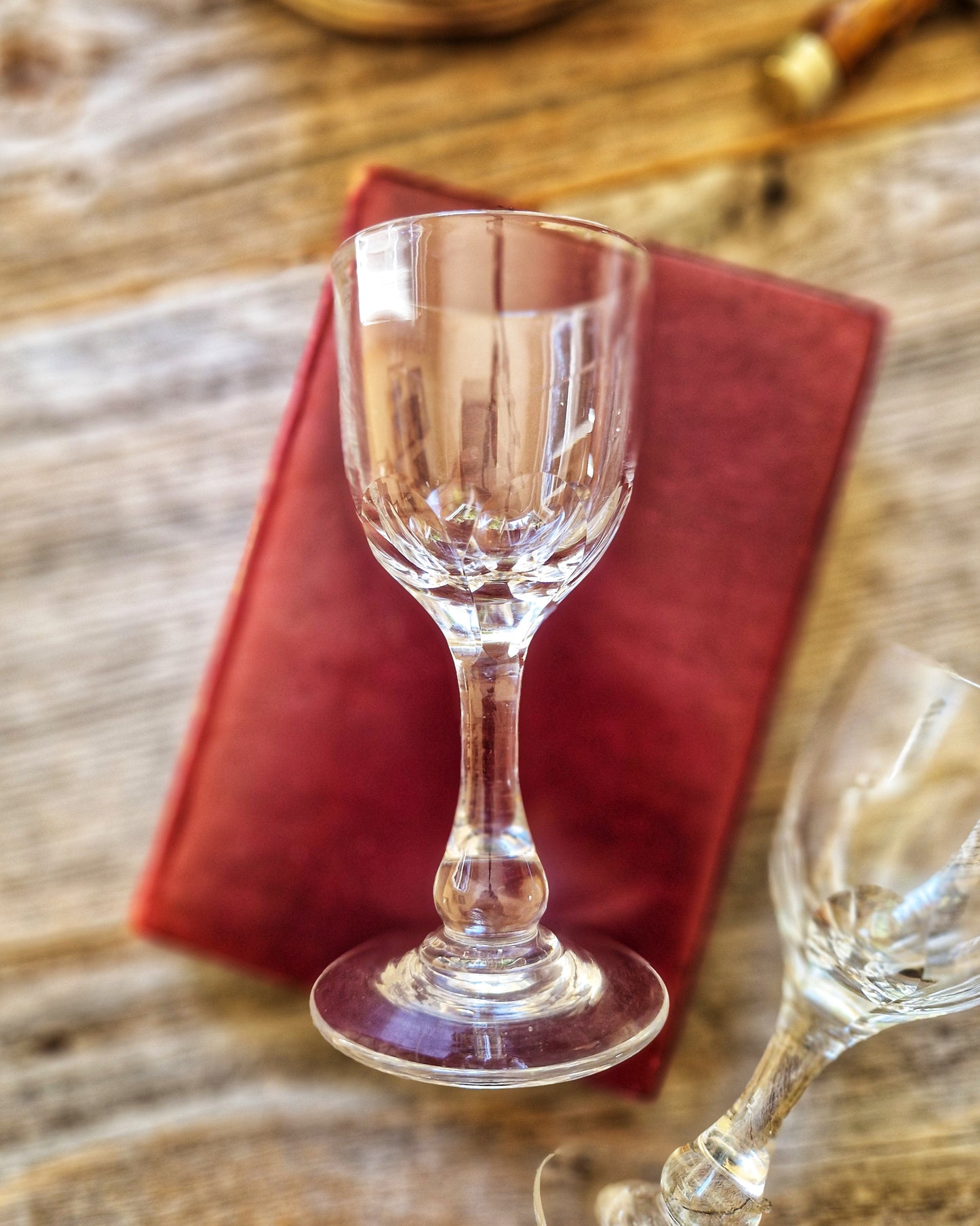 Pair of Hand-Blown Antique Port Glasses c. 1850-1880 | Petal Cut Victorian Barware