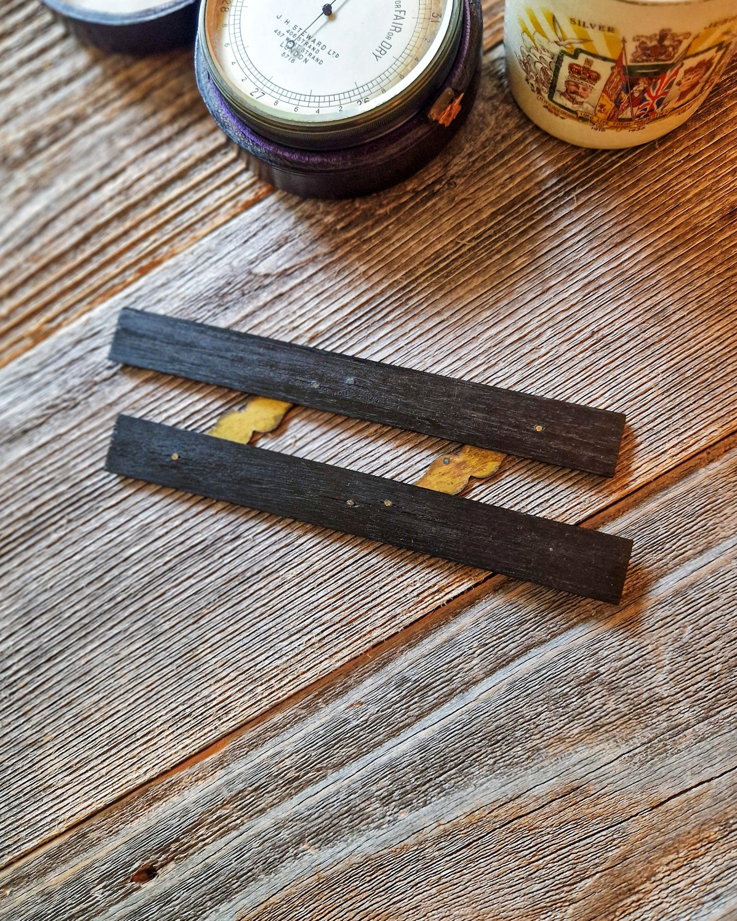 Antique 6-Inch Parallel Rule in Ebony & Brass c. 1880–1900 | English Drafting Instrument