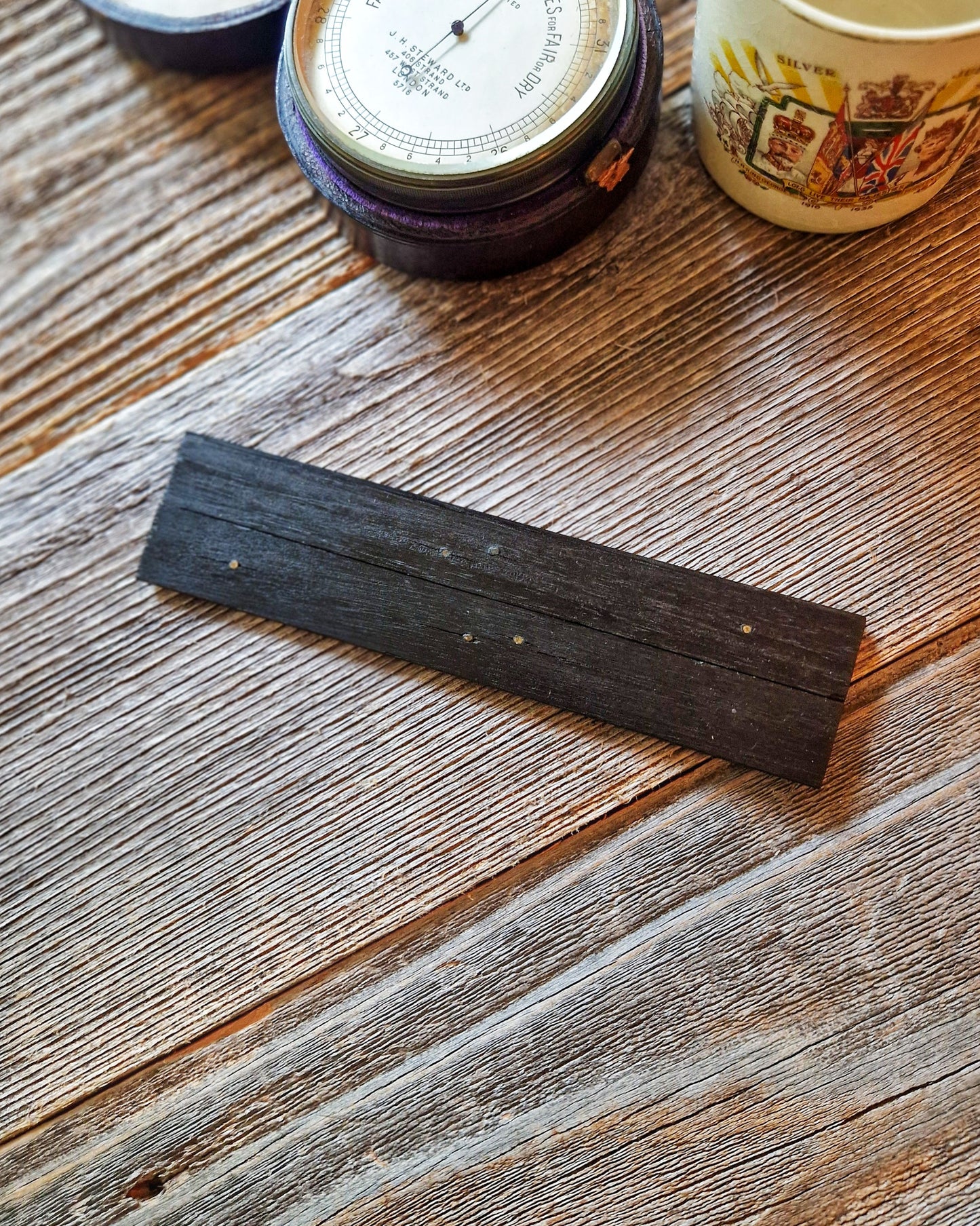 Antique 6-Inch Parallel Rule in Ebony & Brass c. 1880–1900 | English Drafting Instrument