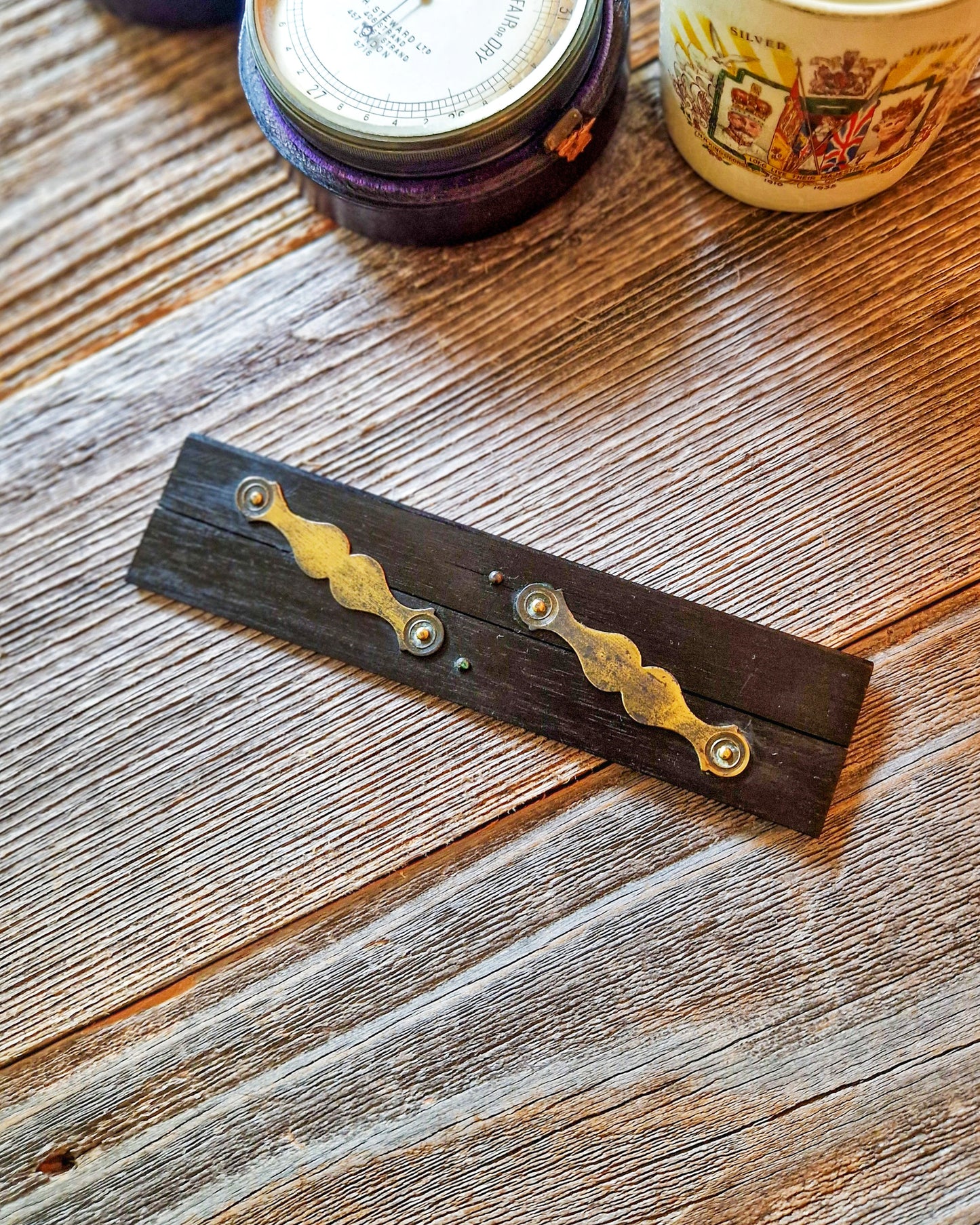 Antique 6-Inch Parallel Rule in Ebony & Brass c. 1880–1900 | English Drafting Instrument