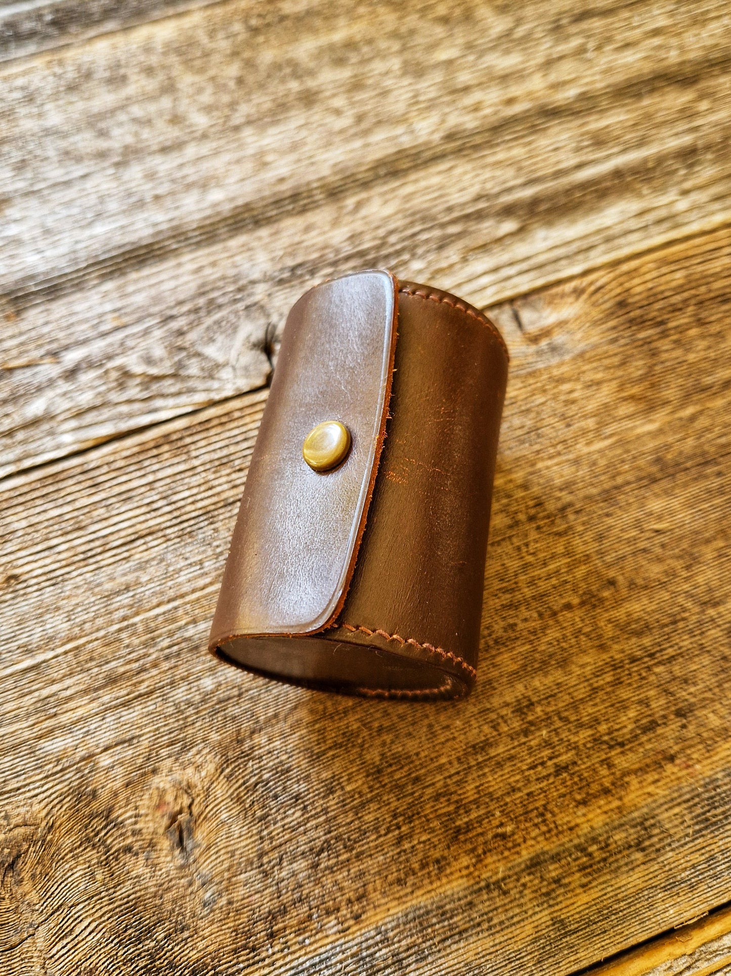 3 English Stirrup Cups in Brown Leather Case