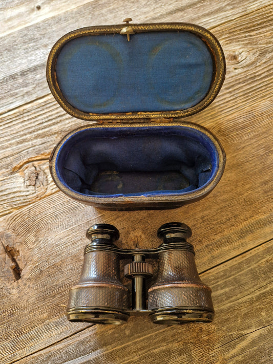 French Leather-covered Binoculars c. 1900