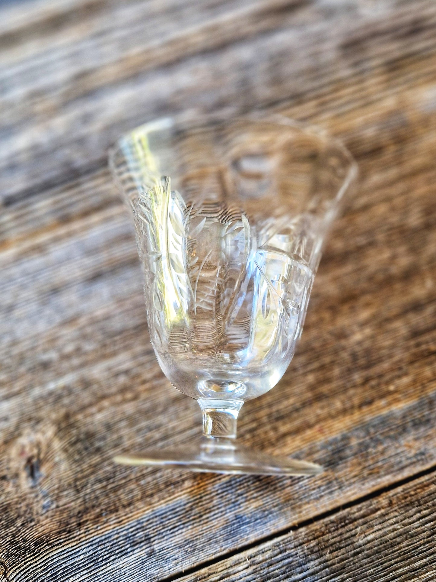 1930s Rock Sharpe Crystal Oyster Cocktail Glasses (Pair) | Elegant Vintage Barware