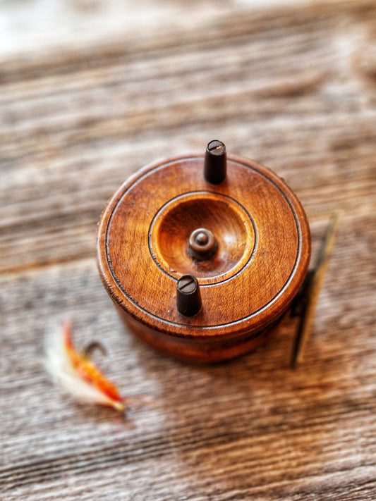Vintage Nottingham-style Wood & Brass Fishing Reel