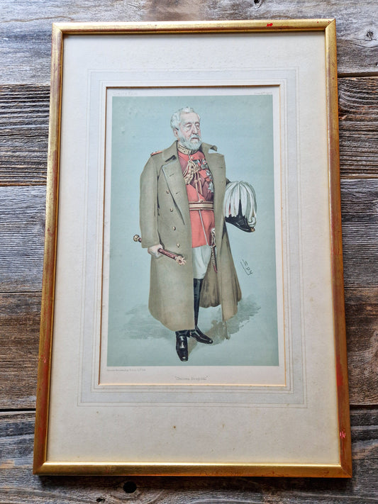 Authentic 1903 Vanity Fair Spy Print – “Chelsea Hospital” | Antique Framed Color Lithograph
