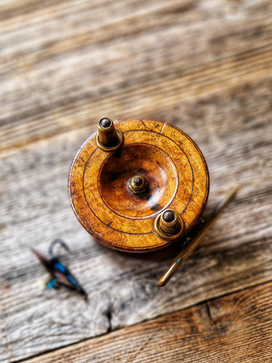 Vintage Nottingham-style Wood & Brass Fishing Reel