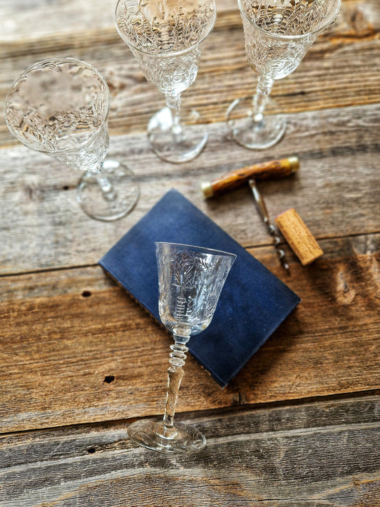 Mid-century Rock Sharpe Fernwood Wine Glasses (Set of 4)