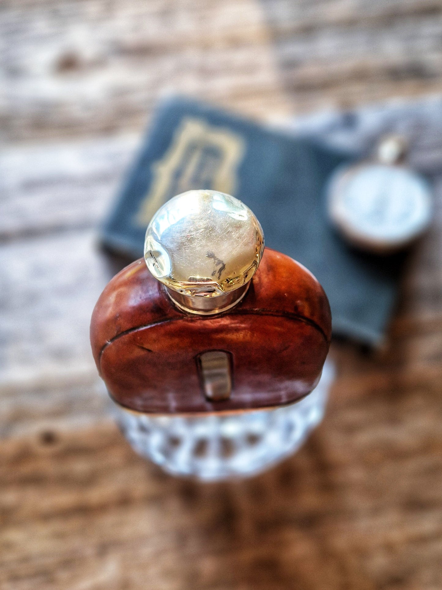 Distinguished 1877 Leather & Silver Hip Flask