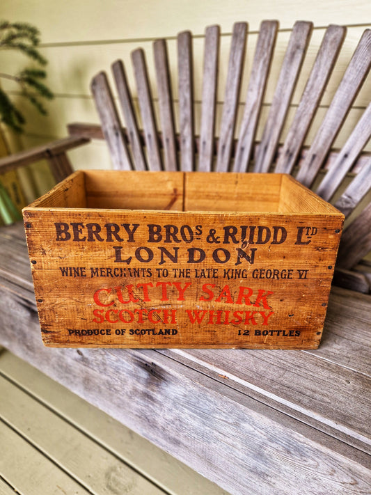 Exceptional Vintage 1950s Berry Bros & Rudd “Cutty Sark” Wood Crate