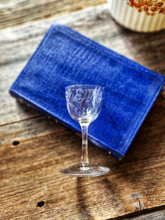 1892 Etched Cordial Glass “G&M” | Possible Royal Souvenir