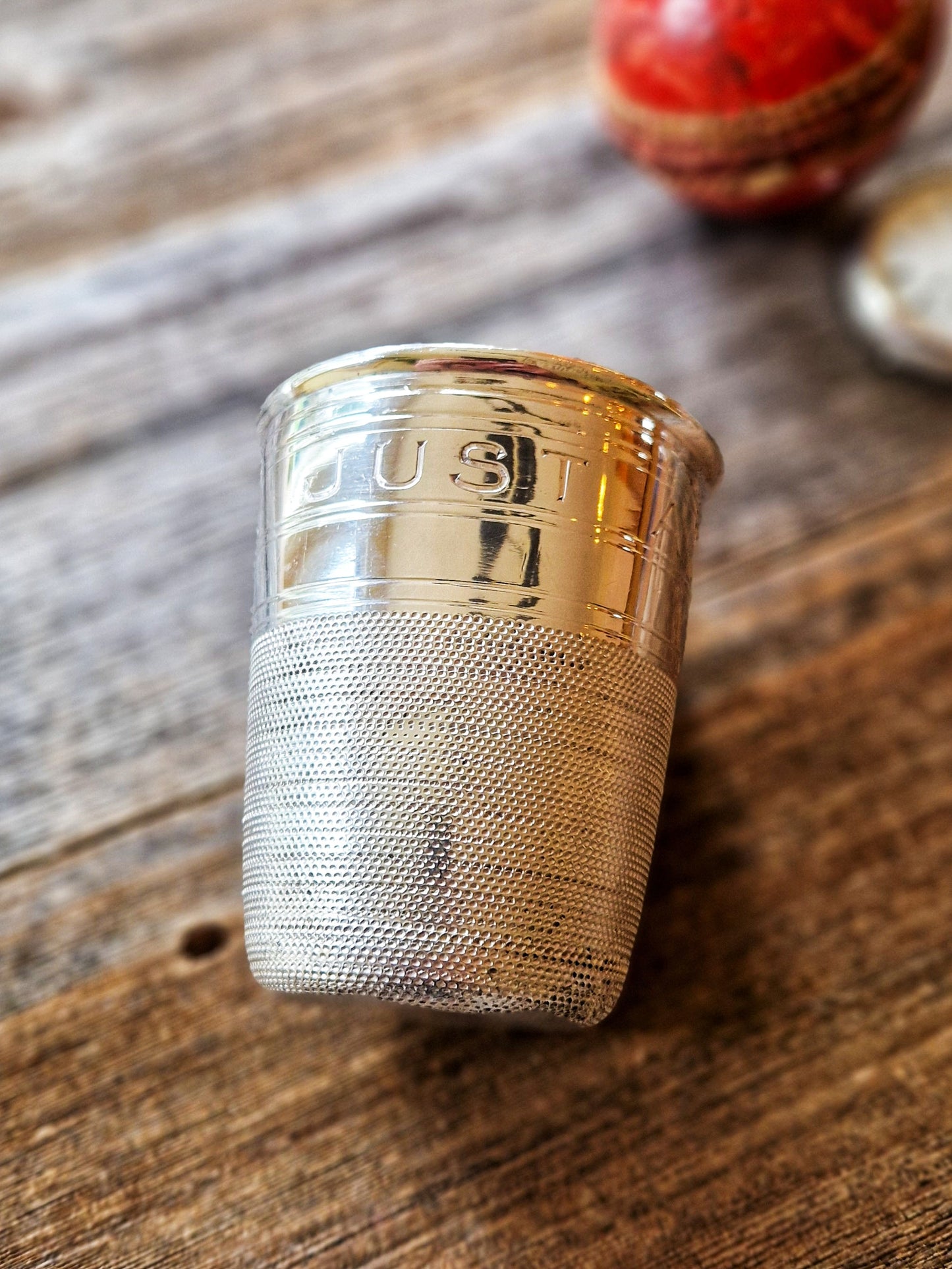 Extraordinary Victorian Novelty Thimble Cup by William Hutton & Sons | Antique Silver Plate Barware