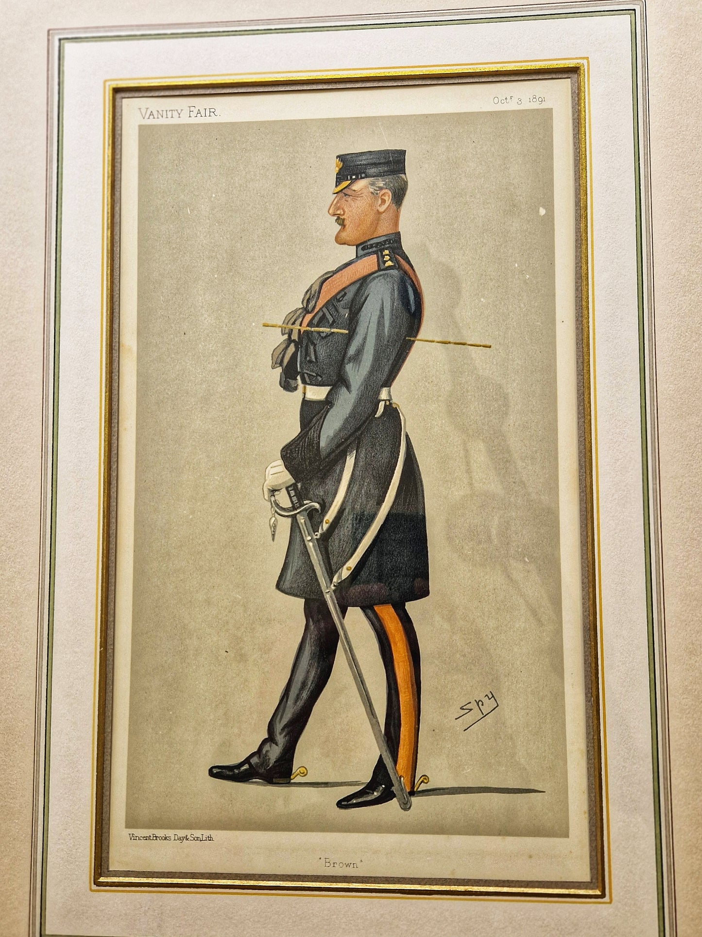 Authentic 1892 Framed Vanity Fair Spy Print – “Brown” | Antique Color Lithograph