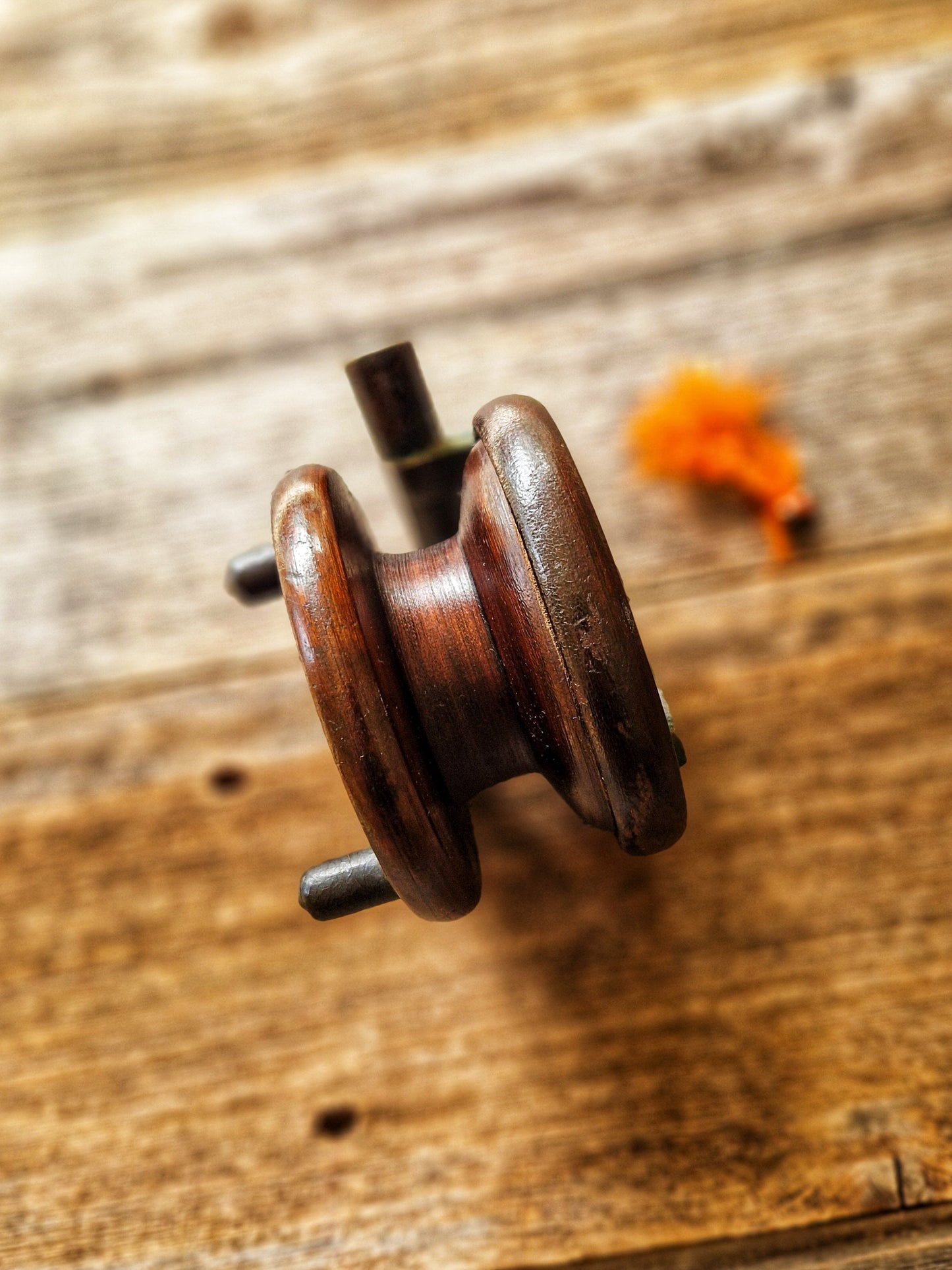 Striking Early 1900s Nottingham Fishing Reel | 3-1/2-inch Vintage Wood & Brass Reel