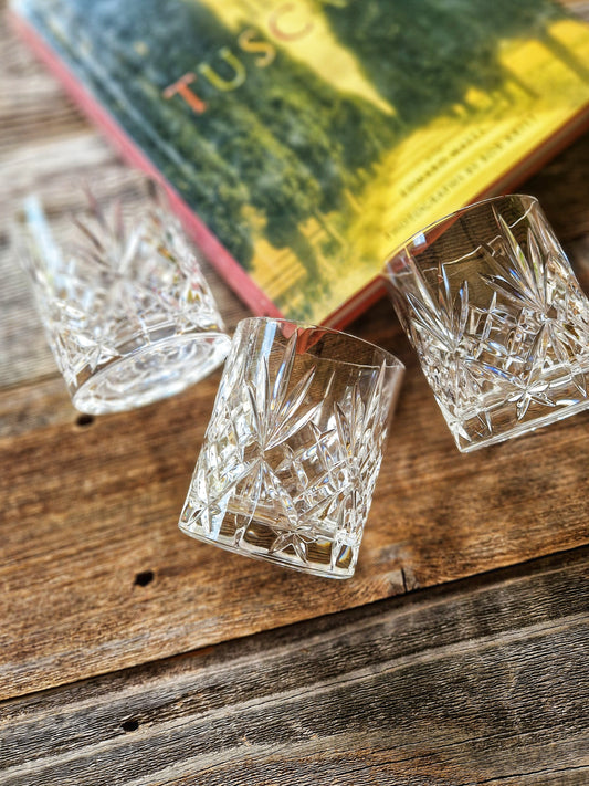 Set of 3 RCR Overture Crystal Old-Fashioned Glasses | 1980s Italian Cut Glass Barware