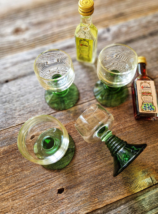 Distinctive Set of 4 Mid-Century German Römer Cordial Glasses