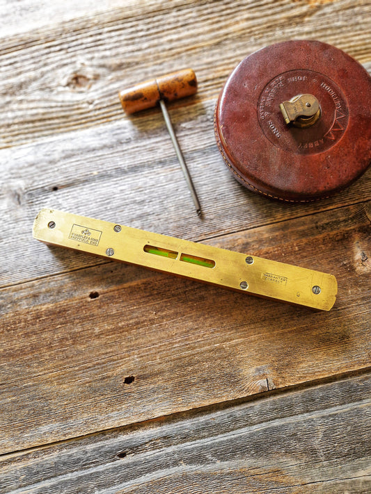 Heritage 1920s W. Marples & Sons 10-inch Spirit Level | Antique Brass & Hardwood Craftsman Tool 
