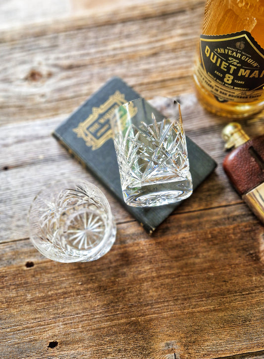 Stately Pair of Cavan Sheelin Irish Whiskey Tumblers | Hand-Cut Lead Crystal Glasses
