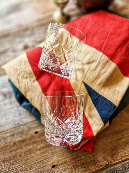 Royal Brierley Gainsborough Crystal Whisky Tumblers (Pair) | Vintage Barware