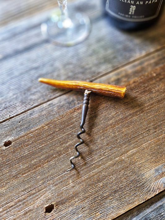 Authentic Early 1900s Horn-Handled Corkscrew | Antique Barware, Rustic Wine Accessory