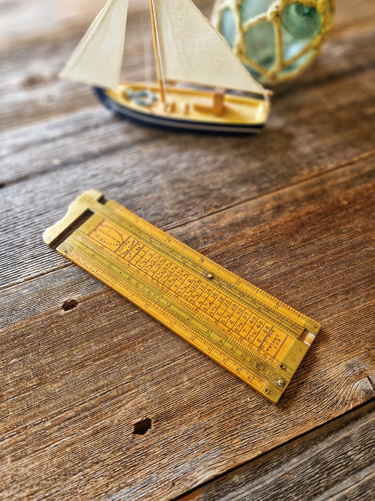 Victorian Boxwood and Brass Rope Gauge | Dual-Scale Nautical Measuring Tool from Late 1800s
