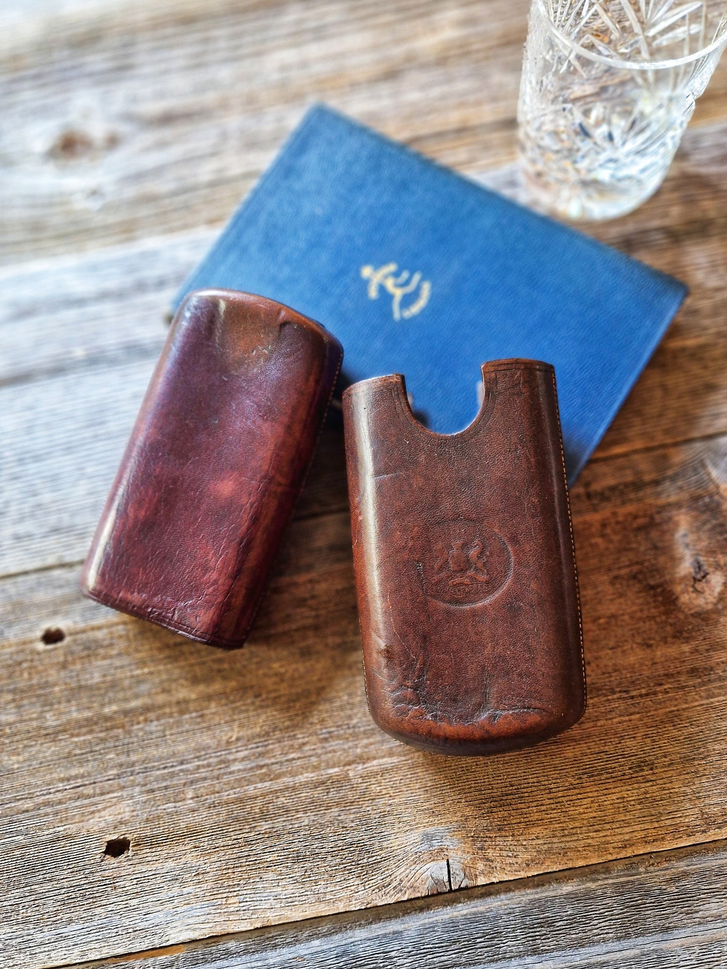 Fine English Leather Cigar Case with Match Striker | Vintage Gentleman’s Accessory