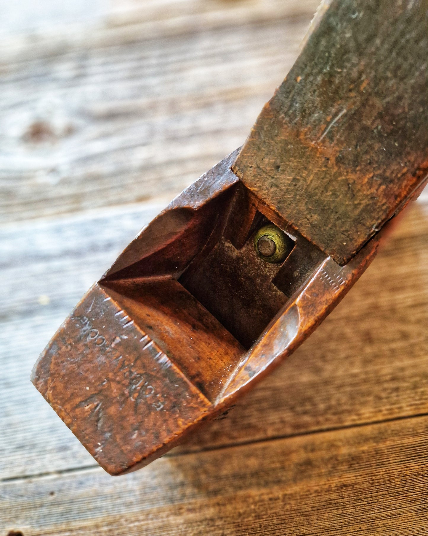 Distinguished 19th-Century English Coffin Plane with Brass Cross-Pin | Vintage Smoothing Tool