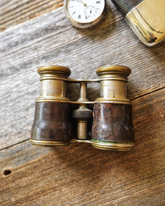 French Opera Glasses c. 1920s – Vintage Leather & Brass Binoculars
