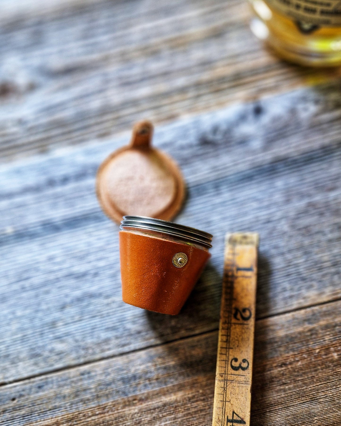 Sleek Mid-Century Set of 4 Stainless Steel Stirrup Cups in Leather Case