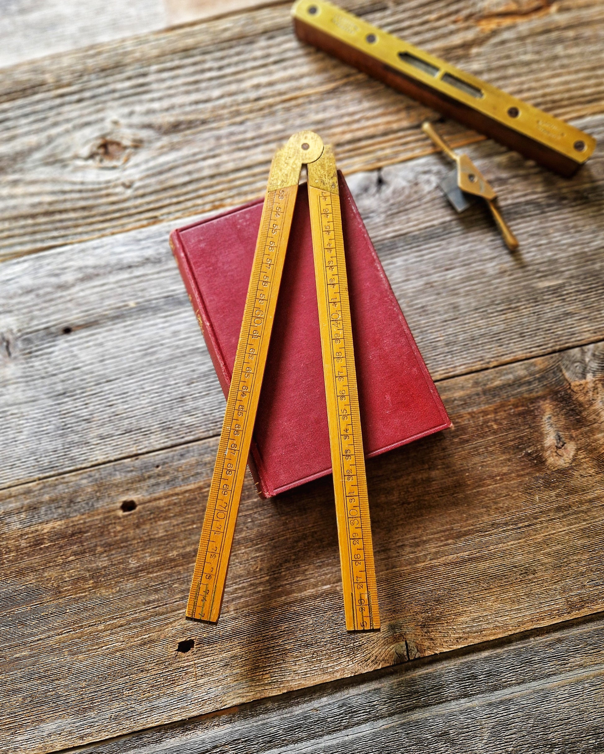 Vintage Sybren 1-meter Boxwood Folding Ruler No. 80.00.10 | Dual-Scale Inches & Centimeters, London Mark 