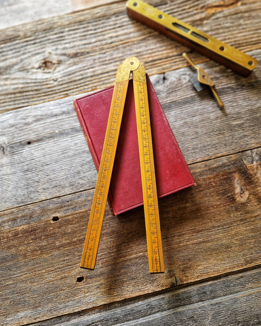 Vintage Sybren 1-meter Boxwood Folding Ruler No. 80.00.10 | Dual-Scale Inches & Centimeters, London Mark 