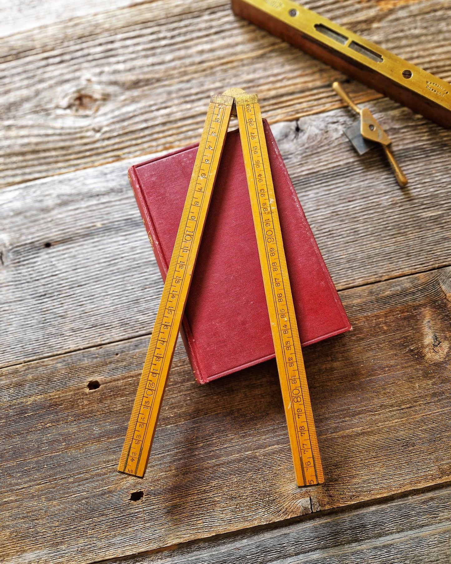 Vintage Sybren 1-meter Boxwood Folding Ruler No. 80.00.10 | Dual-Scale Inches & Centimeters, London Mark