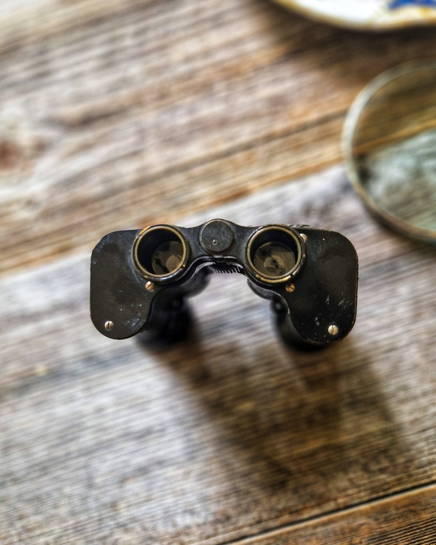 1920s Zeiss Jena Teleater 3x Binoculars in Monogrammed Leather Case by C.W. Dixey, London