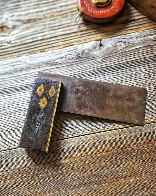 Early 1900s Manual Training Tool Co. Try Square | 6-Inch Steel Blade, Brass-Edged Rosewood Stock – Antique Classroom Tool