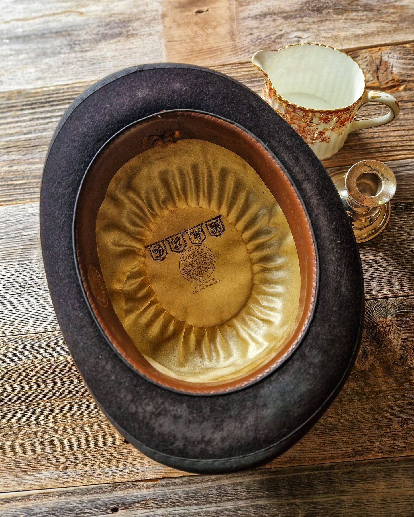 Classic Vintage Bowler Hat (“Coke”) by Lock & Co. of London | 1950-1970 Hard Felt Hat with Satin Lining and Monogram