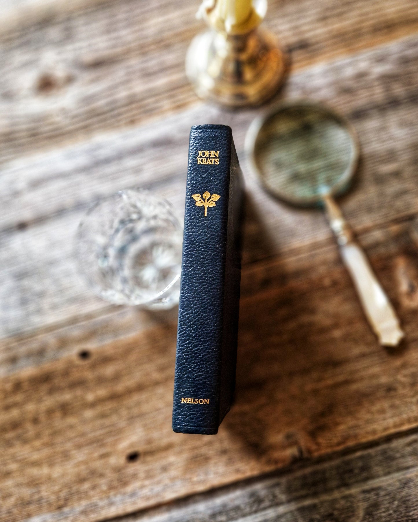 Pocket Edition of John Keats Poems | Mid-Century Nelson Classic in Green Leatherette with Gilt Spine
