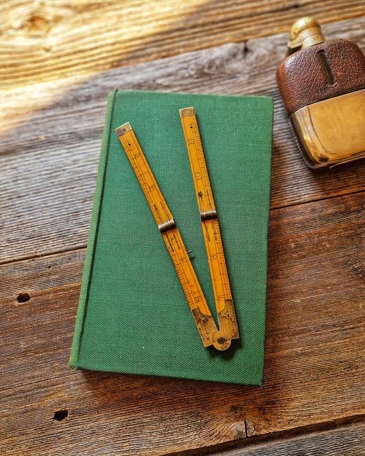 12-Inch Folding Boxwood Ruler by T. Rabone & Sons | Early 1900s Narrow Format English Rule with Brass Hinges 